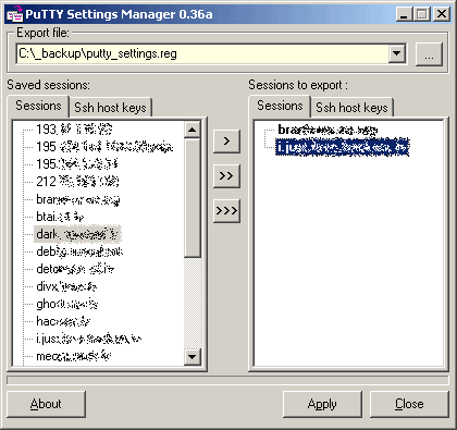 PuTTY Settings Manager